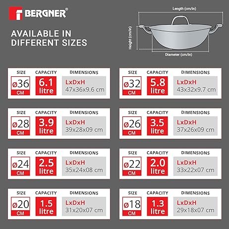 bergner kadai size chart
