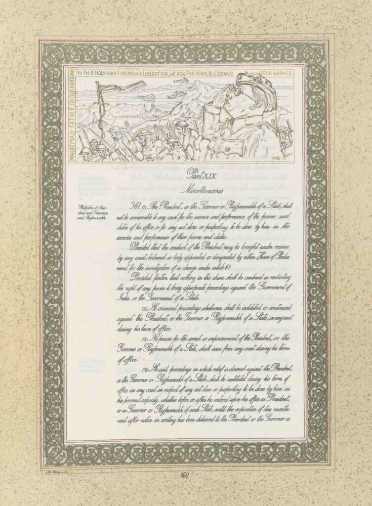 Part 19 deals with Protection of President and Governors and Rajpramukhs.